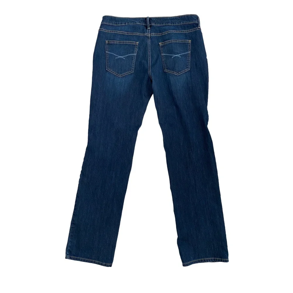 Eddie Bauer Womens Dark Wash Straight Leg Jeans Size 10 Mid Rise Stretch Casual